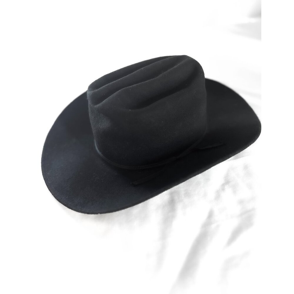 Rockmount Ranch Wear Black Wool Felt Cowboy Rodeo Hat 7 1/4 - Picture 7 of 12